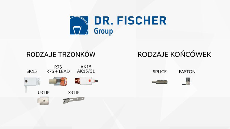 rodzaje końcówek i trzonków w emiterach dr fischer sk15 xclip r7s u-clip faston splice